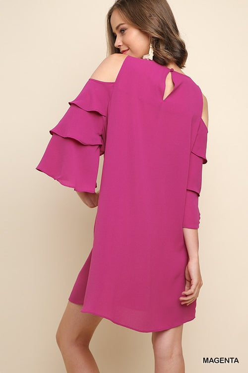 Magenta Ruffle Sleeve