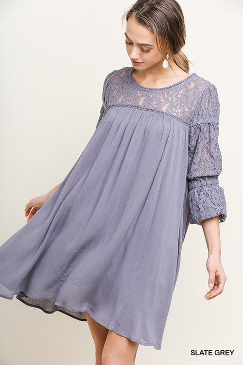 Slate Grey Floral Lace