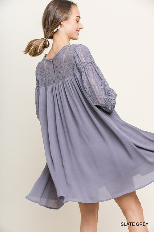 Slate Grey Floral Lace