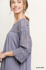 Slate Grey Floral Lace