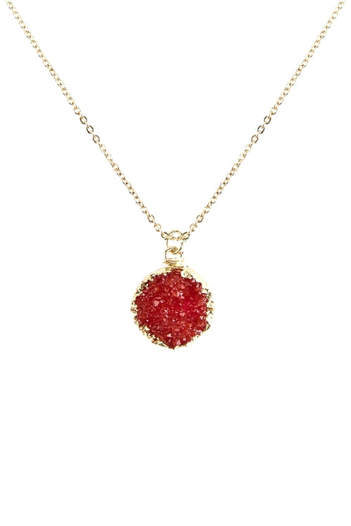 Red Druzy Necklace