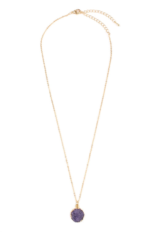 Purple Druzy Necklace