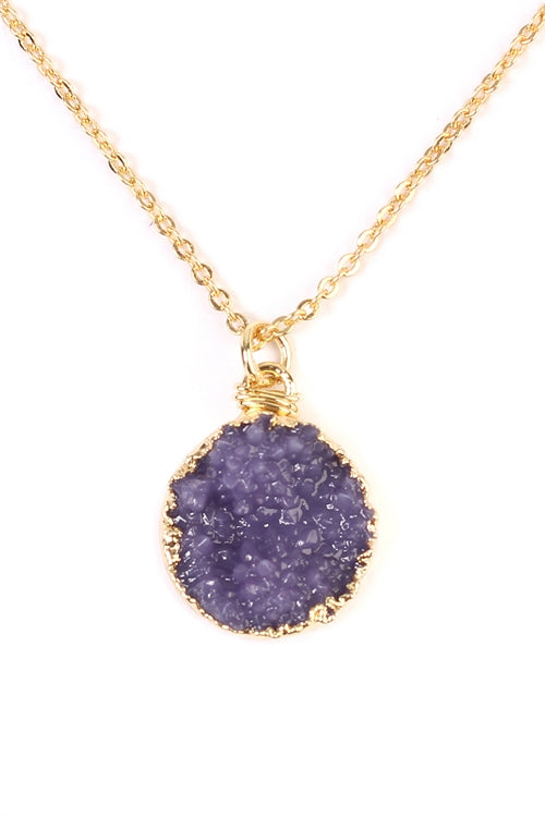 Purple Druzy Necklace