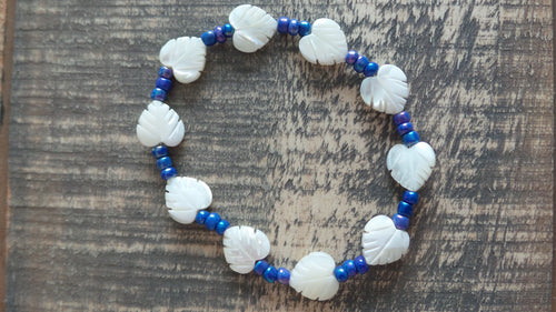 Bracelet- White Shell with Blue Accents