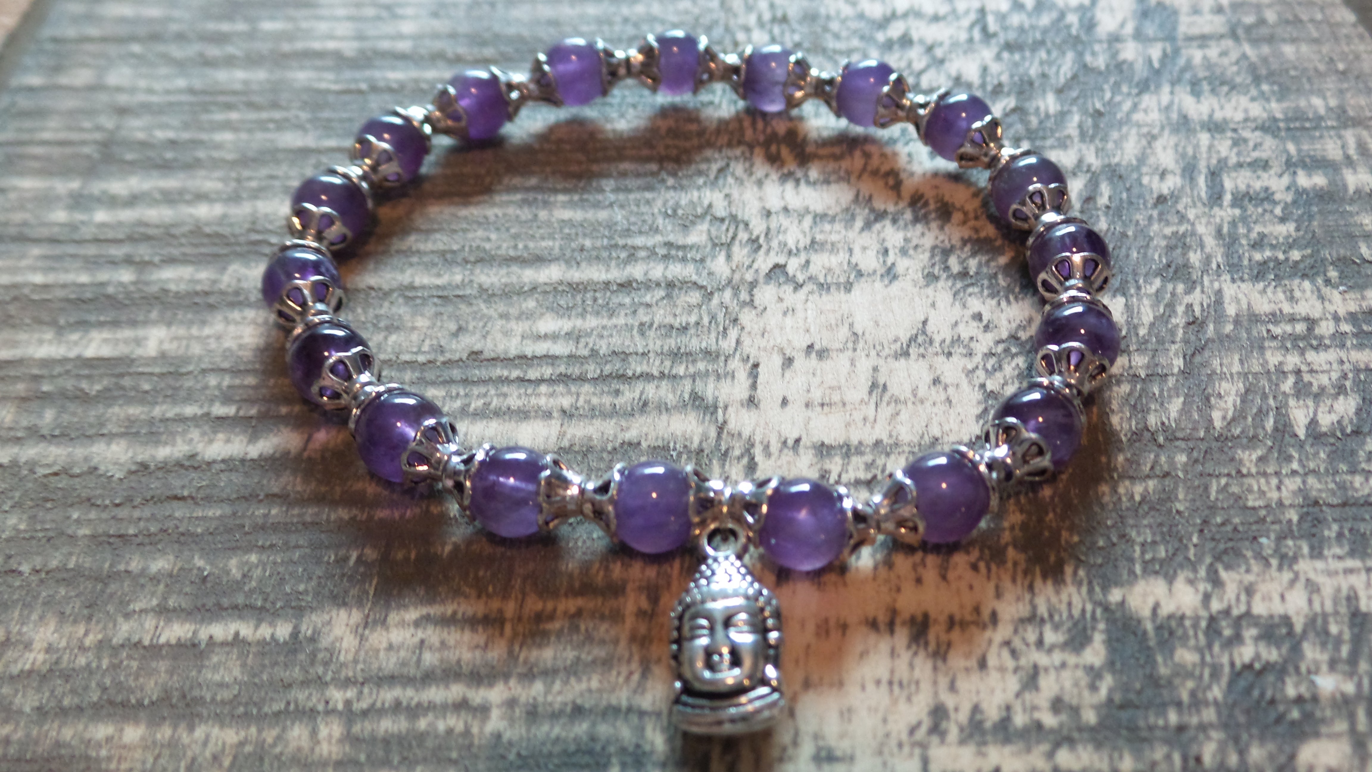Bracelet- Amethyst with Buddha Charm