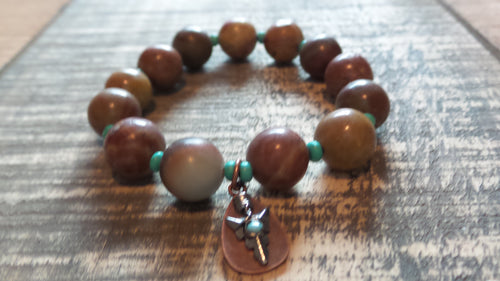 Bracelet- Picasso & Rainbow Stone Jasper with Arrowhead Charm