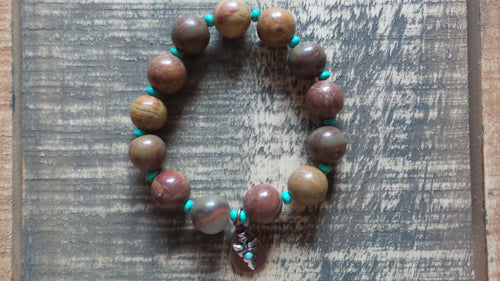 Bracelet- Picasso & Rainbow Stone Jasper with Arrowhead Charm