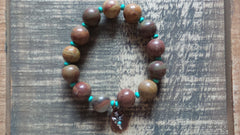 Bracelet- Picasso & Rainbow Stone Jasper with Arrowhead Charm
