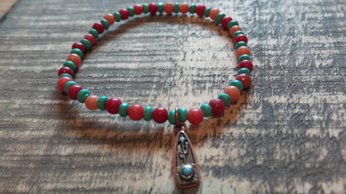 Bracelet- Orange Quartzite with Cactus Charm