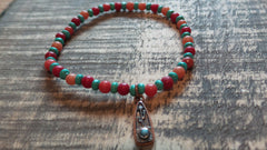 Bracelet- Orange Quartzite with Cactus Charm
