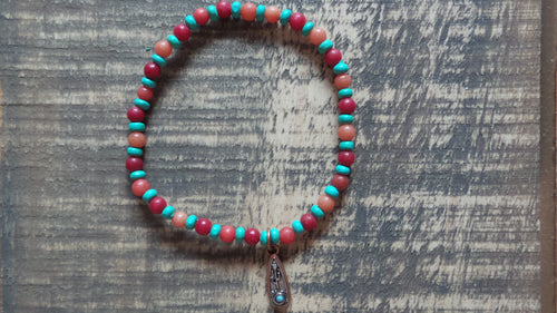 Bracelet- Orange Quartzite with Cactus Charm