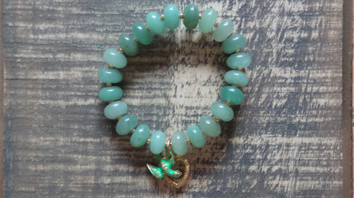 Bracelet- Aventurine with Bird and Heart Charm