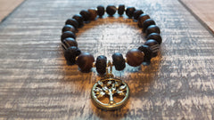 Bracelet- Agate, Black Lava, & Tree of Life Charm