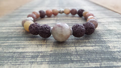 Bracelet- Soapstone, Brown Lava, and Amazonite