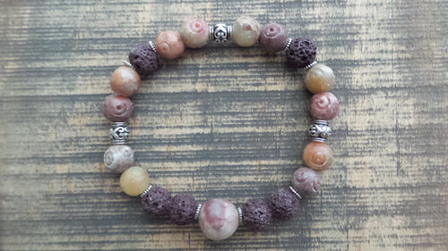 Bracelet- Soapstone, Brown Lava, and Amazonite
