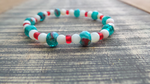 Bracelet- Teal and Red Glass