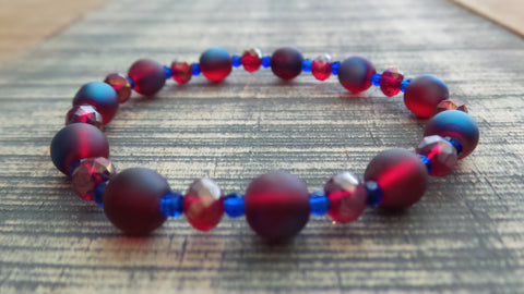 Bracelet- Mint Glass with Moon Charm
