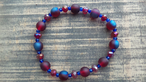 Bracelet- Iridescent Red and Royal Blue