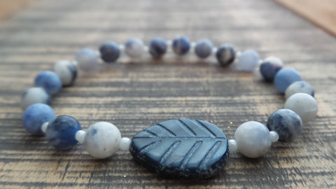 Bracelet- Mint Glass with Moon Charm