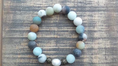 Bracelet- Amazonite with Single Freshwater Pearl