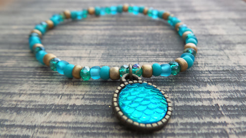 Bracelet- Blue and Gold Mermaid
