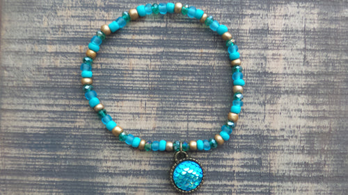 Bracelet- Blue and Gold Mermaid
