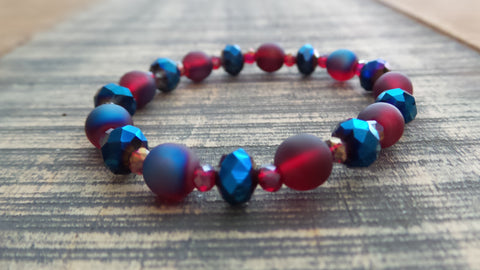 Bracelet- Mint Glass with Moon Charm