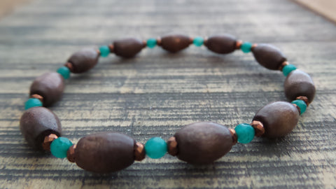 Bracelet- Mint Glass with Moon Charm