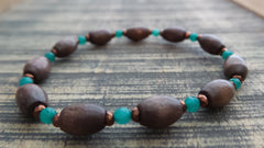 Bracelet- Dark Wood with Teal Agate