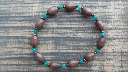 Bracelet- Dark Wood with Teal Agate
