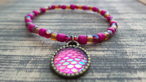 Bracelet- Fuchsia and Gold Mermaid