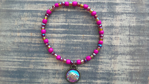Bracelet- Fuchsia and Gold Mermaid