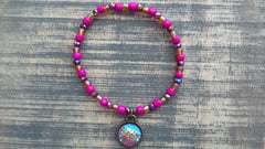 Bracelet- Fuchsia and Gold Mermaid