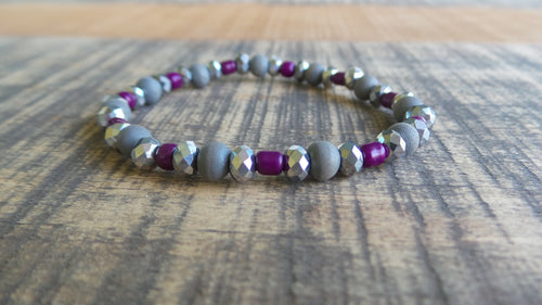 Bracelet- Grey and Maroon Sparkler
