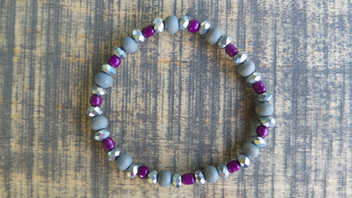 Bracelet- Grey and Maroon Sparkler