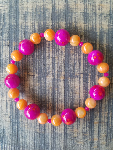 Bracelet- Mint Glass with Moon Charm