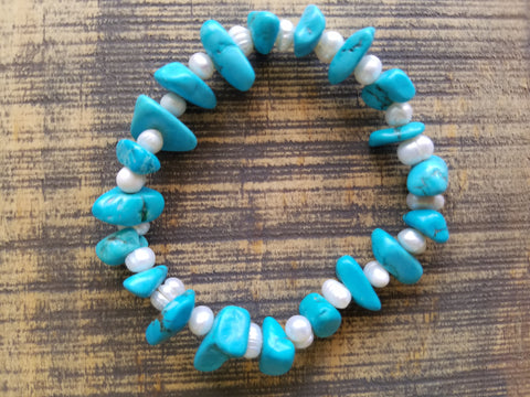 Bracelet- Mint Glass with Moon Charm