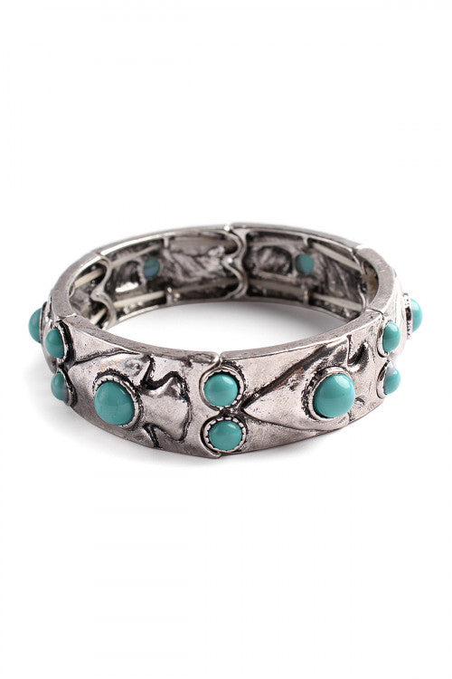 Turquoise and Silver Cutout Bracelet