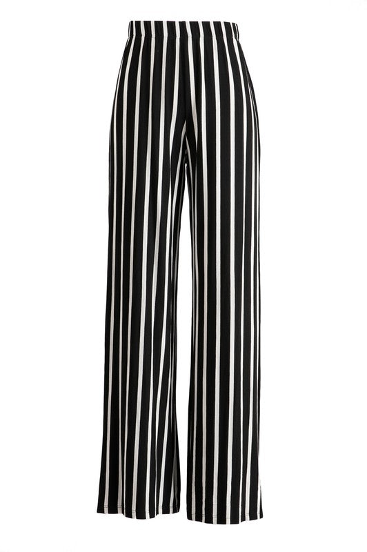 Striped High Waist Wide Leg Palazzo Pants