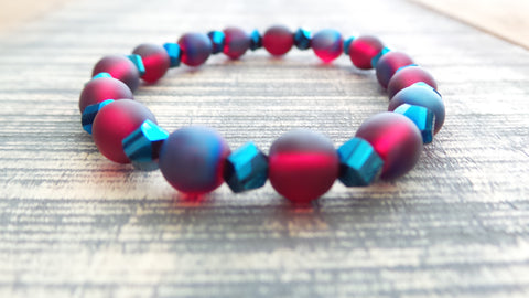Bracelet- Mint Glass with Moon Charm