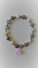 Bracelet- Pink Jasper with Pink Sea Glass Charm
