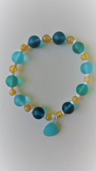 Bracelet- Jasper and Glass with Sea Glass Charm
