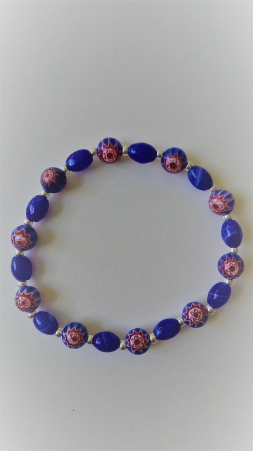 Bracelet- Royal Blue Sunburst with Royal Blue Glass