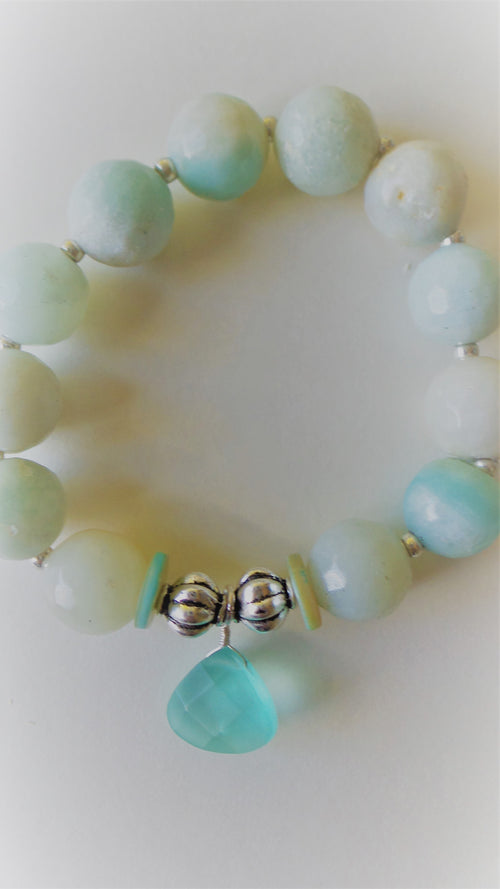 Bracelet- Amazonite with Sea Glass Charm