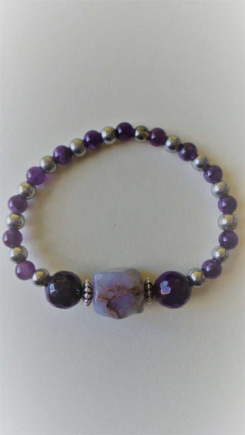 Bracelet- Blue Lace Agate and Amethyst