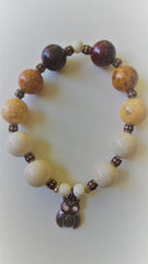 Bracelet- Mixed Jade with Owl Charm