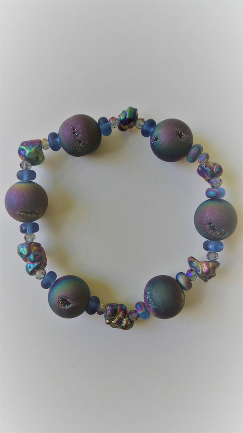 Bracelet- Amethyst Iris Crystalloid Agate