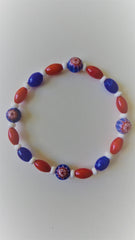 Bracelet- Royal Blue Sunburst with Red Bamboo