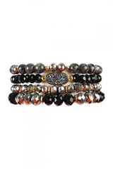 Black Druzy Stacking Bracelets
