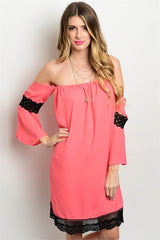 Coral and Black Off Shoulder